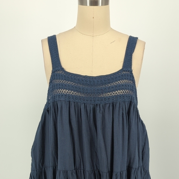 Universal Thread Crochet Tank Midi Dress Blue 0 bohemian cottagecore beach - Picture 3 of 7